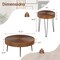 Costway Farmhouse Round CoffeeTable Set of 2 End Table Natural Finish for Living Room Brown/Natural